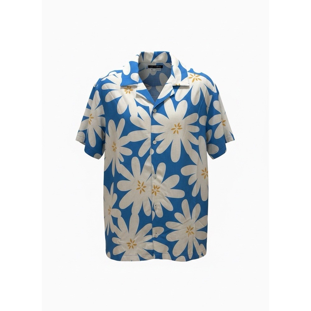NEW Original Use Men's Short-Sleeve Woven Resort Shirt Blue & White Size XL NWT